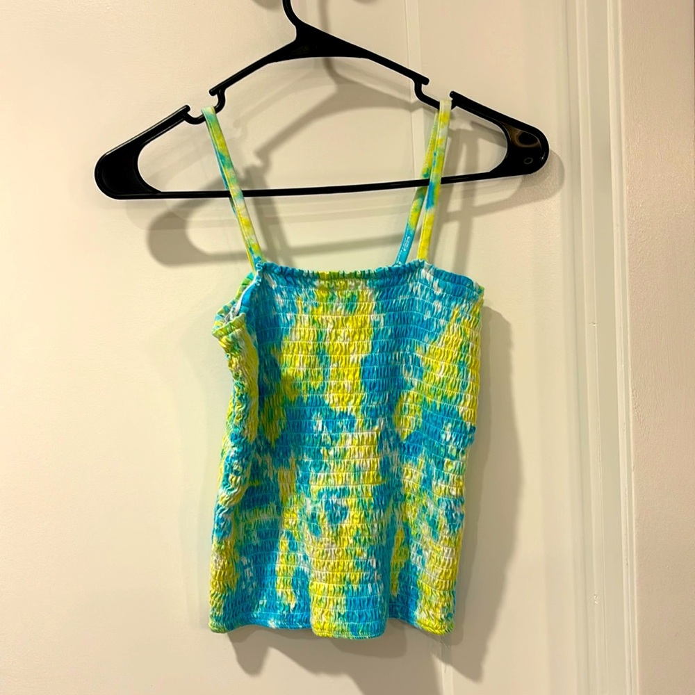 Junior’s Justice tie dye crop top/tank top with adjustable strap buttons